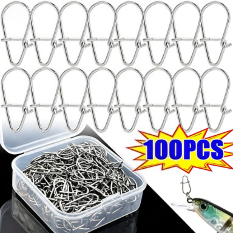 100개 스테인리스 스틸 낚시 스냅 훅 핀 패스트락 클 - Fishing Hook Stainless Steel 리뷰 및 가격